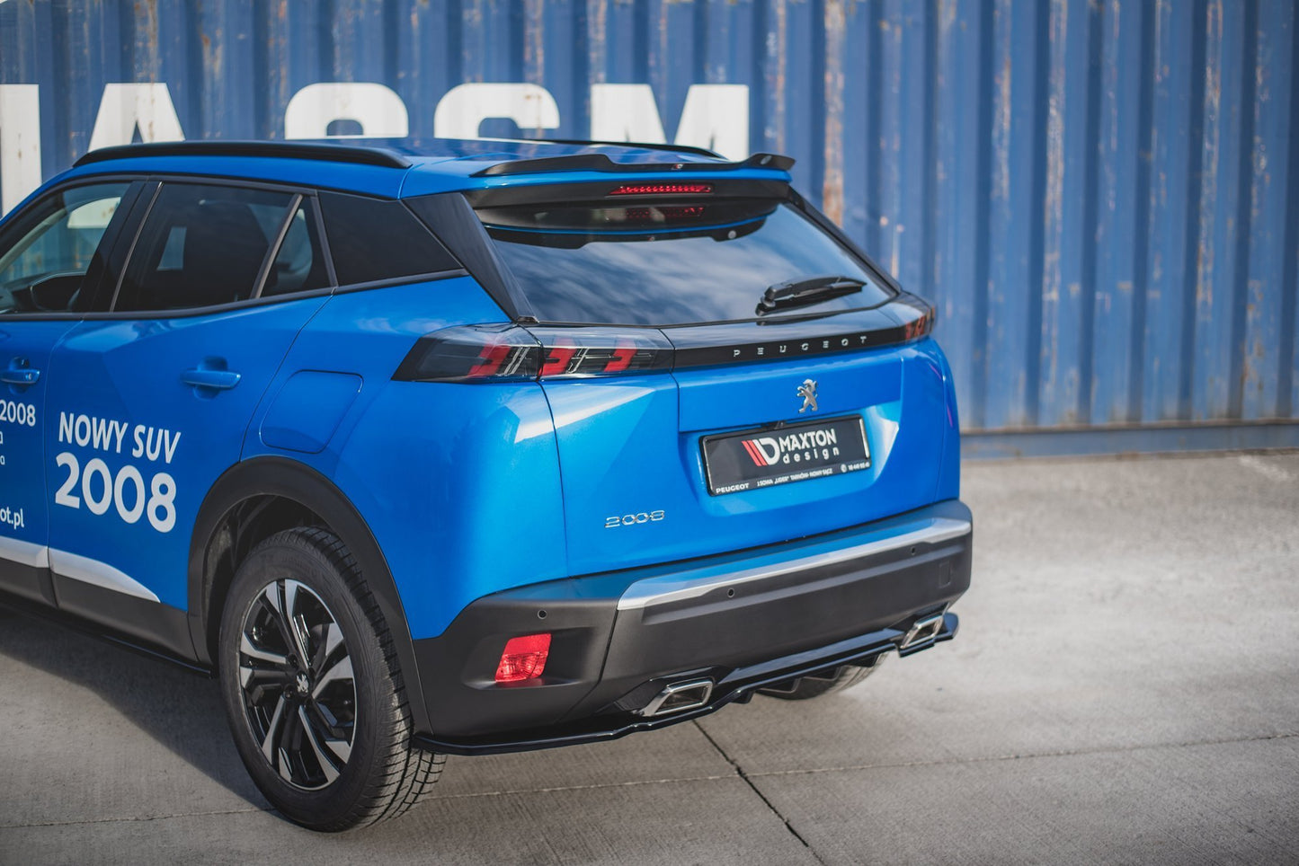 Mittlerer Cup Diffusor DTM Look Heck Ansatz für Peugeot 2008 Mk2 schwarz Hochglanz