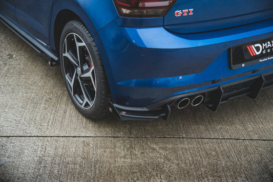Street Pro Diffusor Heck Ansatz + Flaps für VW Polo GTI Mk6 schwarz Hochglanz