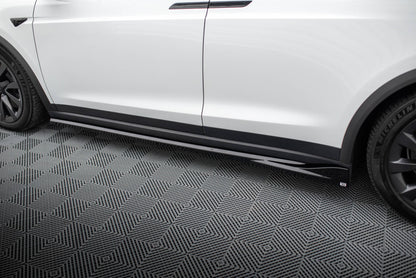 Seitenschweller Ansatz für Tesla Model X Mk1 Facelift schwarz Hochglanz