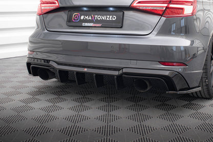 Diffusor Heck Ansatz für Audi A3 S-Line Sportback 8V Facelift (Einzelauspuff li. re.)