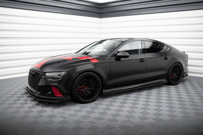 Street Pro Seitenschweller Ansatz für + Flaps Audi A7 RS7 Look C7 schwarz Hochglanz