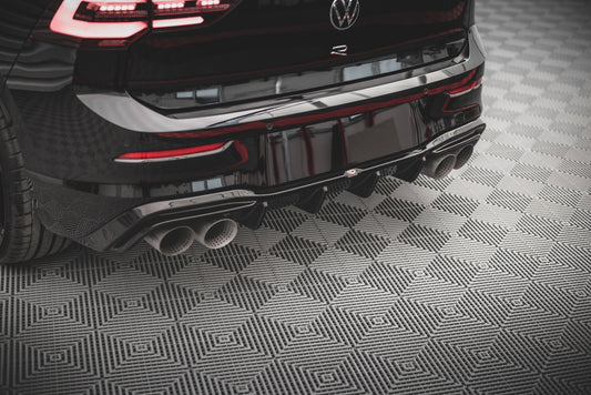 Diffusor Heck Ansatz V.2 für VW Golf R Mk8 Facelift schwarz Hochglanz