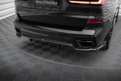 Mittlerer Cup Diffusor DTM Look Heck Ansatz für BMW X7 M-Paket G07 Facelift schwarz Hochglanz