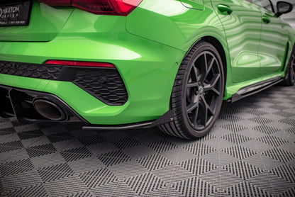 Street Pro Heck Ansatz Flaps Diffusor +Flaps für Audi RS3 Limousine 8Y schwarz Hochglanz
