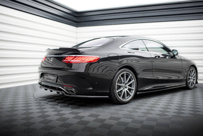 Mittlerer Cup Diffusor DTM Look Heck Ansatz für Mercedes-Benz S Coupe AMG-Line C217 Facelift schwarz Hochglanz
