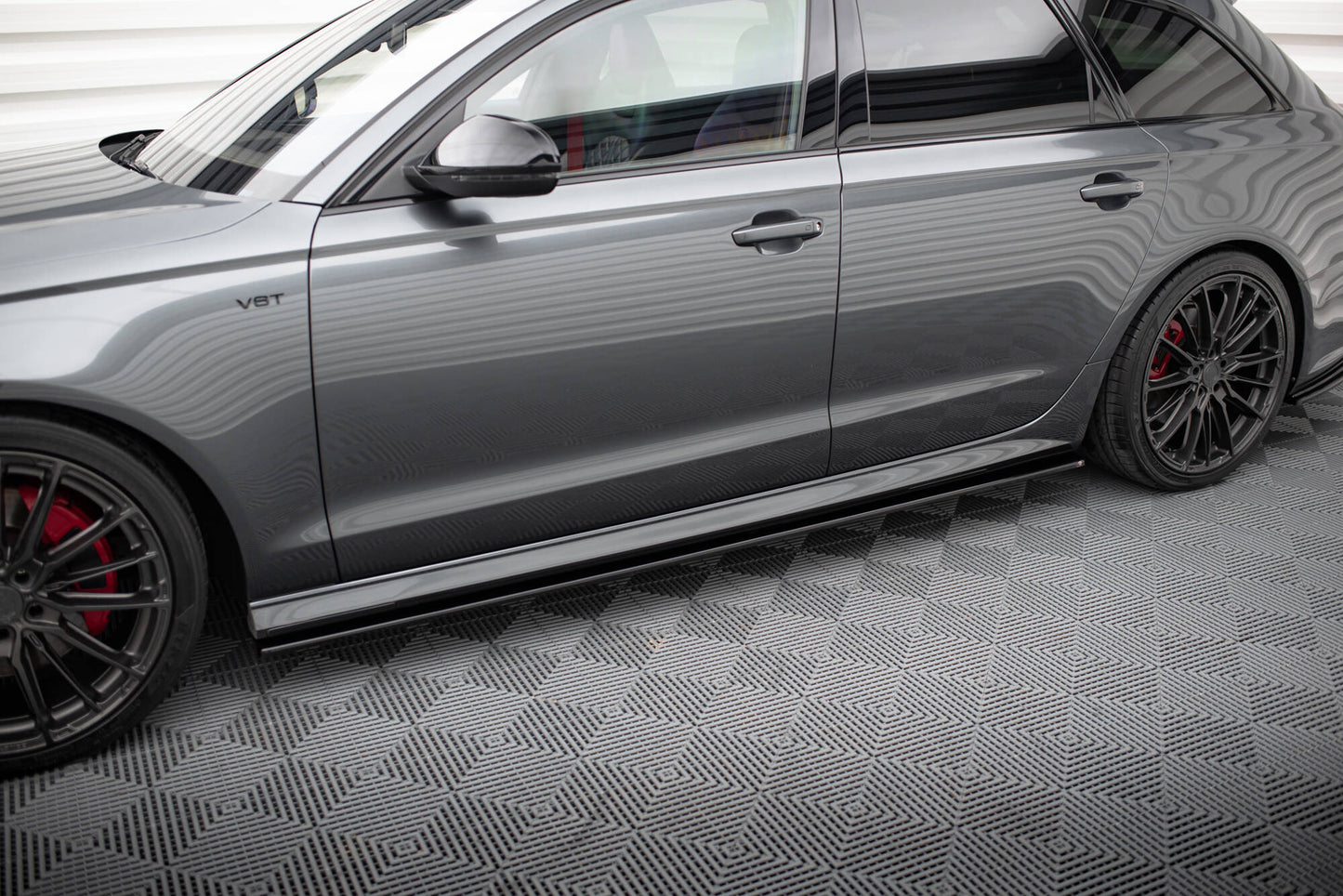 Seitenschweller Ansatz für V.1 für Audi A6 / A6 C7 S-line/ S6 C7 Facelift schwarz Hochglanz