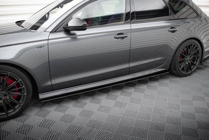 Seitenschweller Ansatz für V.1 für Audi A6 / A6 C7 S-line/ S6 C7 Facelift schwarz Hochglanz