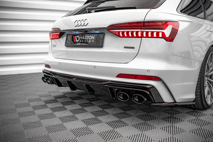 Diffusor Heck Ansatz für Audi A6 S-Line / S6 C8 / C8 Facelift schwarz Hochglanz