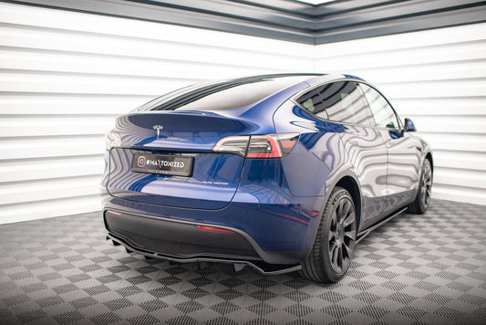 Mittlerer Cup Diffusor DTM Look Heck Ansatz für Tesla Model Y schwarz Hochglanz