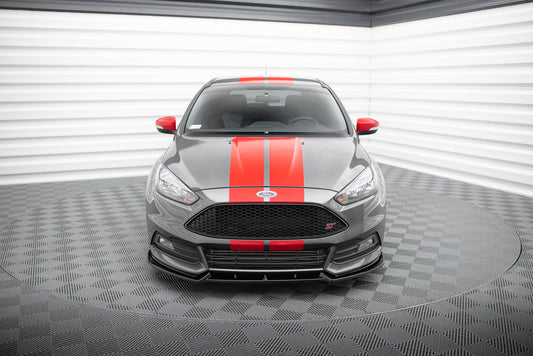 Front Ansatz V.4 für Ford Focus ST Mk3 Facelift schwarz Hochglanz
