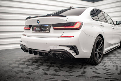 Diffusor Heck Ansatz für BMW 3er M-Paket G20 / G21 (Passend für Fahrzeuge mit Anhängerkupplung) schwarz Hochglanz