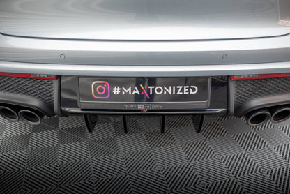 Diffusor Heck Ansatz für Porsche Macan Mk1 Facelift 2 schwarz Hochglanz