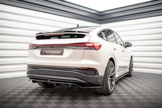 Mittlerer Cup Diffusor DTM Look Heck Ansatz für Audi Q4 e-tron Sportback S-line Mk1 schwarz Hochglanz