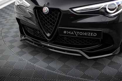 Front Ansatz für Alfa Romeo Stelvio Quadrifoglio Mk1 schwarz Hochglanz