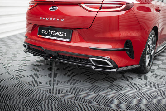 Mittlerer Cup Diffusor DTM Look Heck Ansatz für Kia ProCeed GT-Line Mk1 schwarz Hochglanz