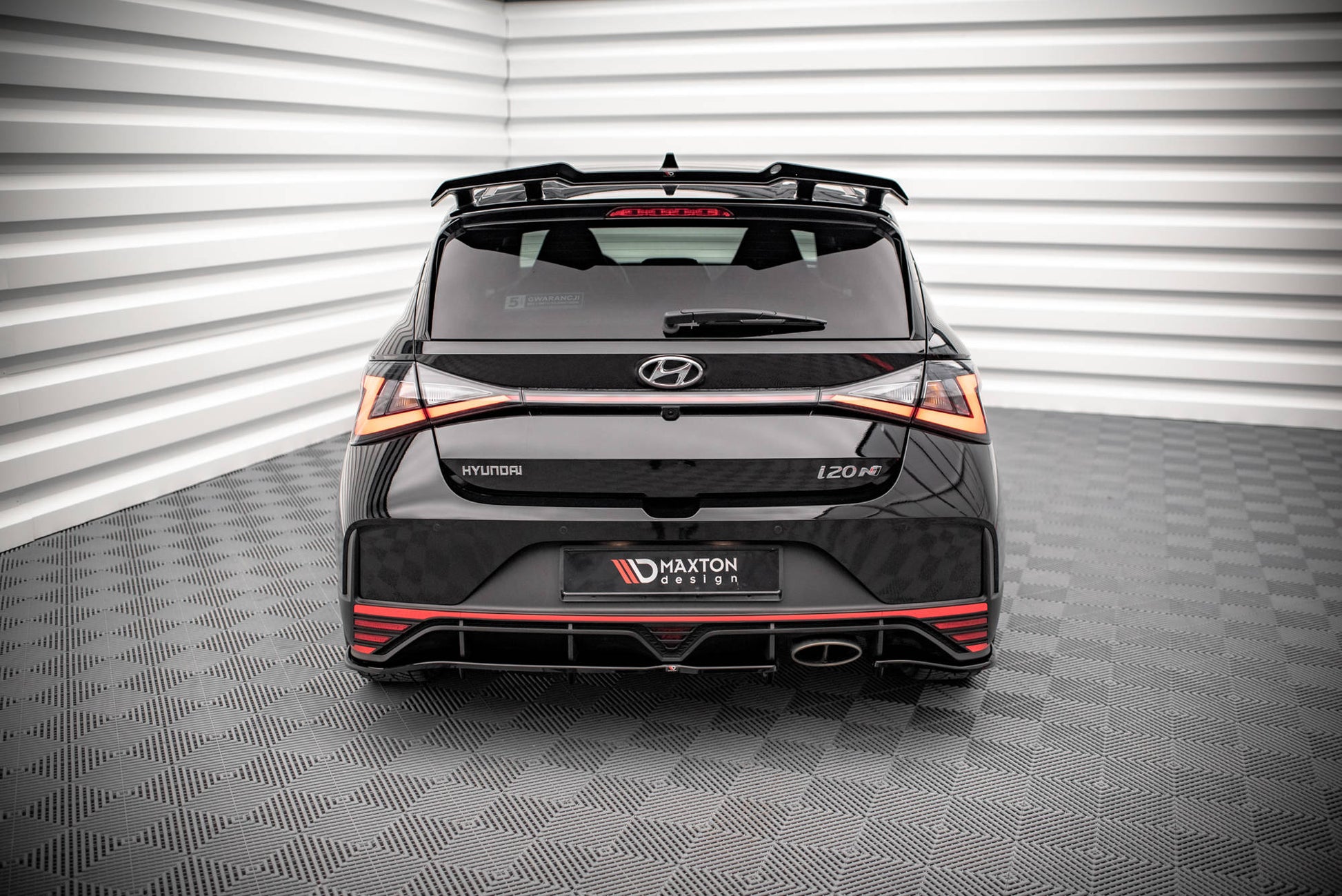 Mittlerer Cup Diffusor DTM Look Heck Ansatz für Hyundai I20 N Mk3 schwarz Hochglanz