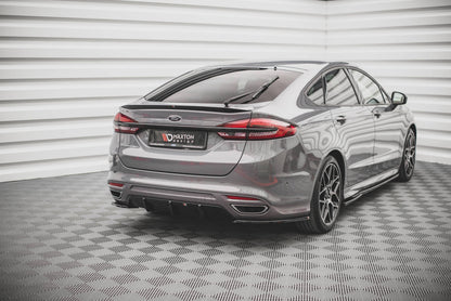 Heck Ansatz Flaps Diffusor V.2 für Ford Mondeo ST-Line Mk5 Facelift schwarz Hochglanz