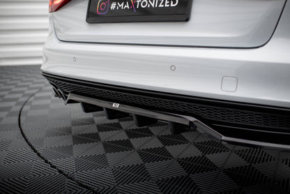 Mittlerer Cup Diffusor DTM Look Heck Ansatz für Audi A4 Competition B8 Facelift schwarz Hochglanz