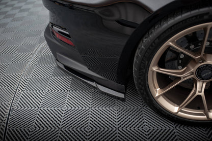 Heck Ansatz Flaps Diffusor für Porsche 911 992 GT3 schwarz Hochglanz