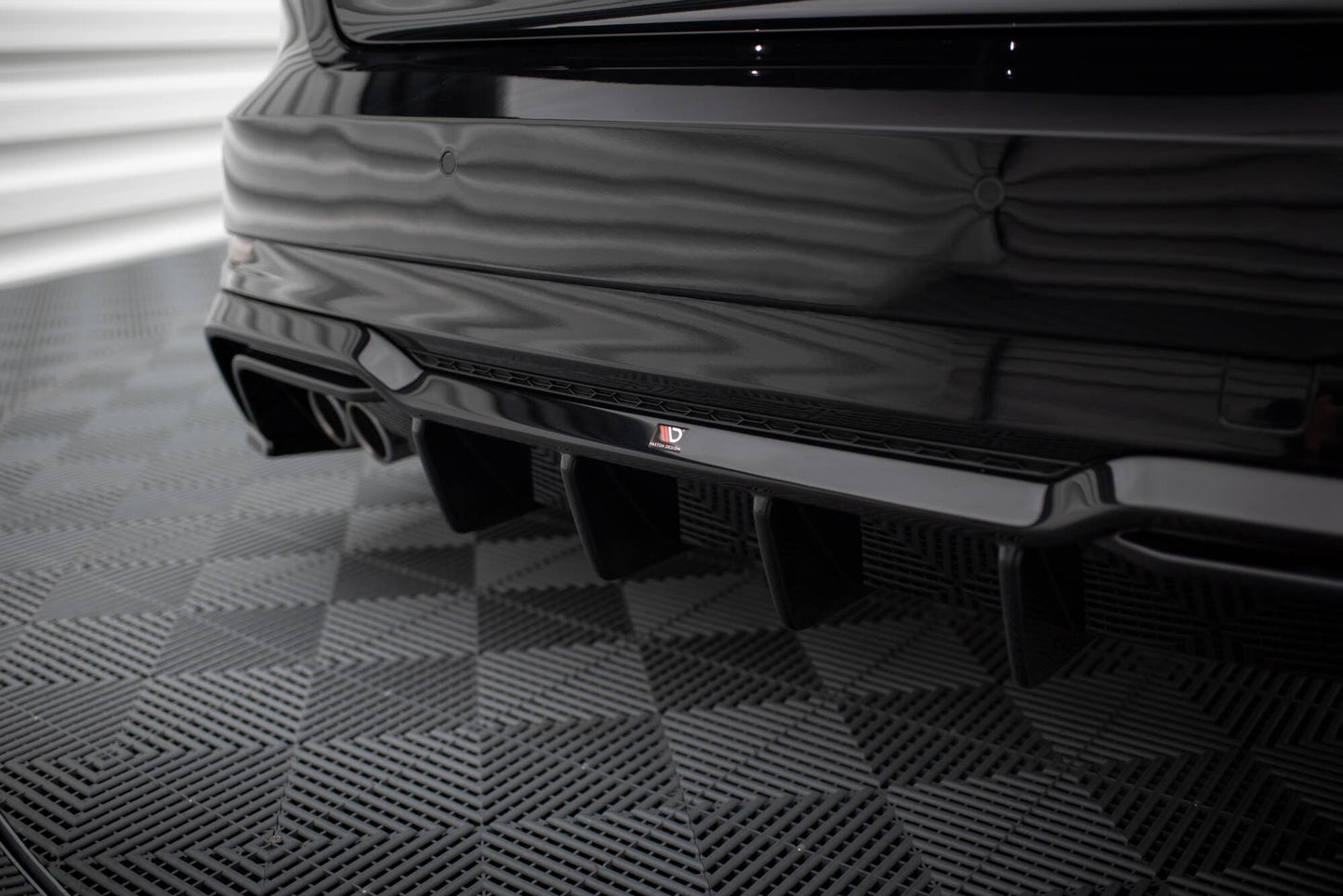 Diffusor Heck Ansatz für Audi A3 S-Line Sportback 8V Facelift (Doppelauspuff li.)