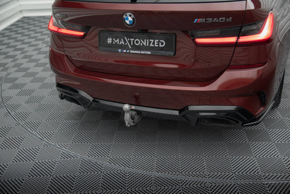 Diffusor Heck Ansatz für BMW M340i G20 / G21 (Passend für Fahrzeuge mit Anhängerkupplung) schwarz Hochglanz