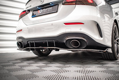 Mittlerer Cup Diffusor DTM Look Heck Ansatz V.2 für Mercedes A 35 AMG Limousine V177 schwarz Hochglanz