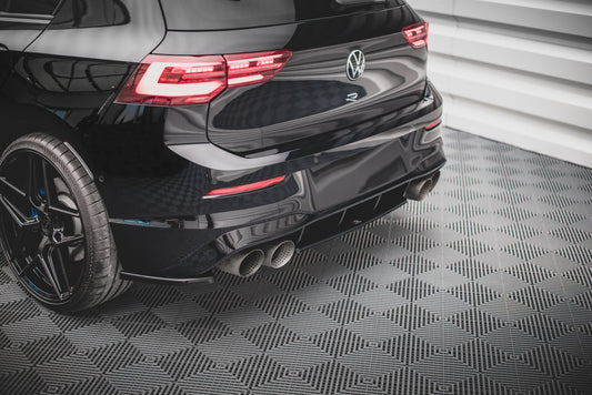 Heck Ansatz Flaps Diffusor V.1 für VW Golf R Mk8 Facelift schwarz Hochglanz