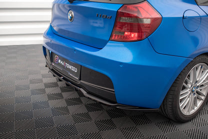 Mittlerer Cup Diffusor DTM Look Heck Ansatz für BMW 1er M-Paket E87 Facelift schwarz Hochglanz