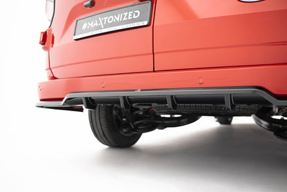 Mittlerer Cup Diffusor DTM Look Heck Ansatz für Ford Transit Custom / Tourneo Custom Mk2 schwarz Hochglanz