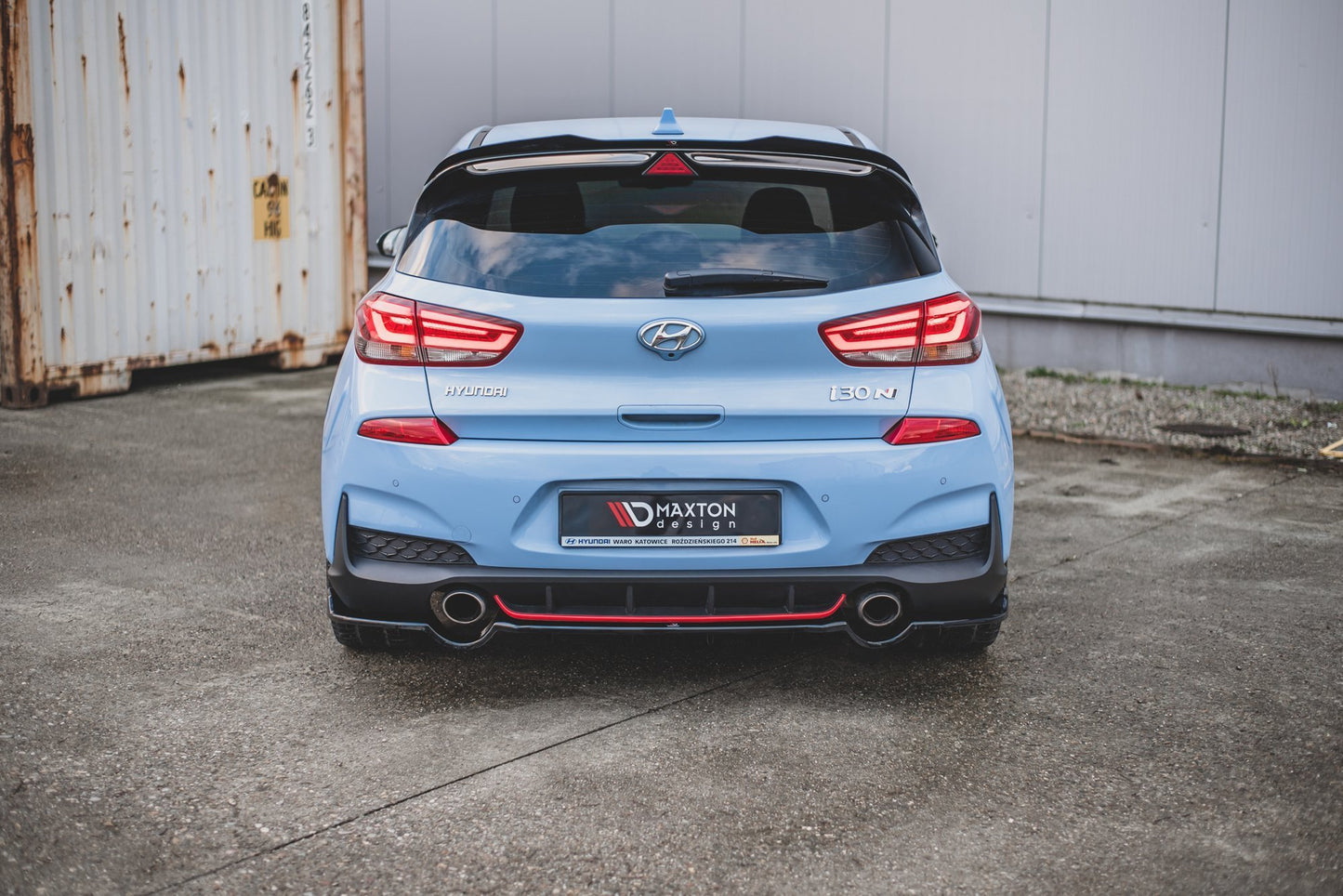 Mittlerer Cup Diffusor DTM Look Heck Ansatz für Hyundai I30 N Mk3 Hatchback schwarz Hochglanz