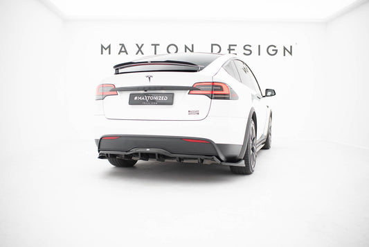 Mittlerer Cup Diffusor DTM Look Heck Ansatz V.2 für Tesla Model X Mk1 Facelift schwarz Hochglanz