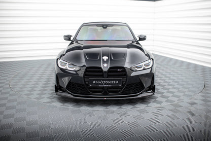 Front Ansatz V.4 für CSL Look BMW M3 Limousine / Touring G80 / G81 schwarz Hochglanz