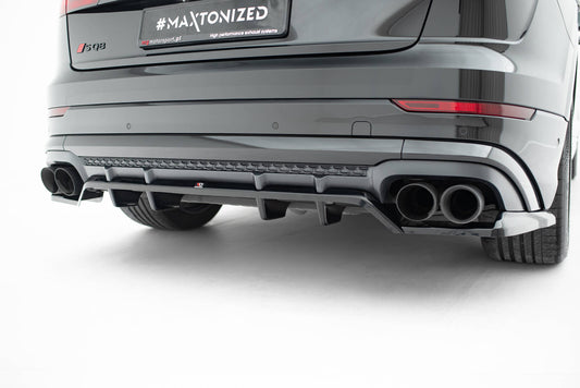 Mittlerer Cup Diffusor DTM Look Heck Ansatz V.2 für Audi SQ8 / Q8 S-Line Mk1 Facelift schwarz Hochglanz