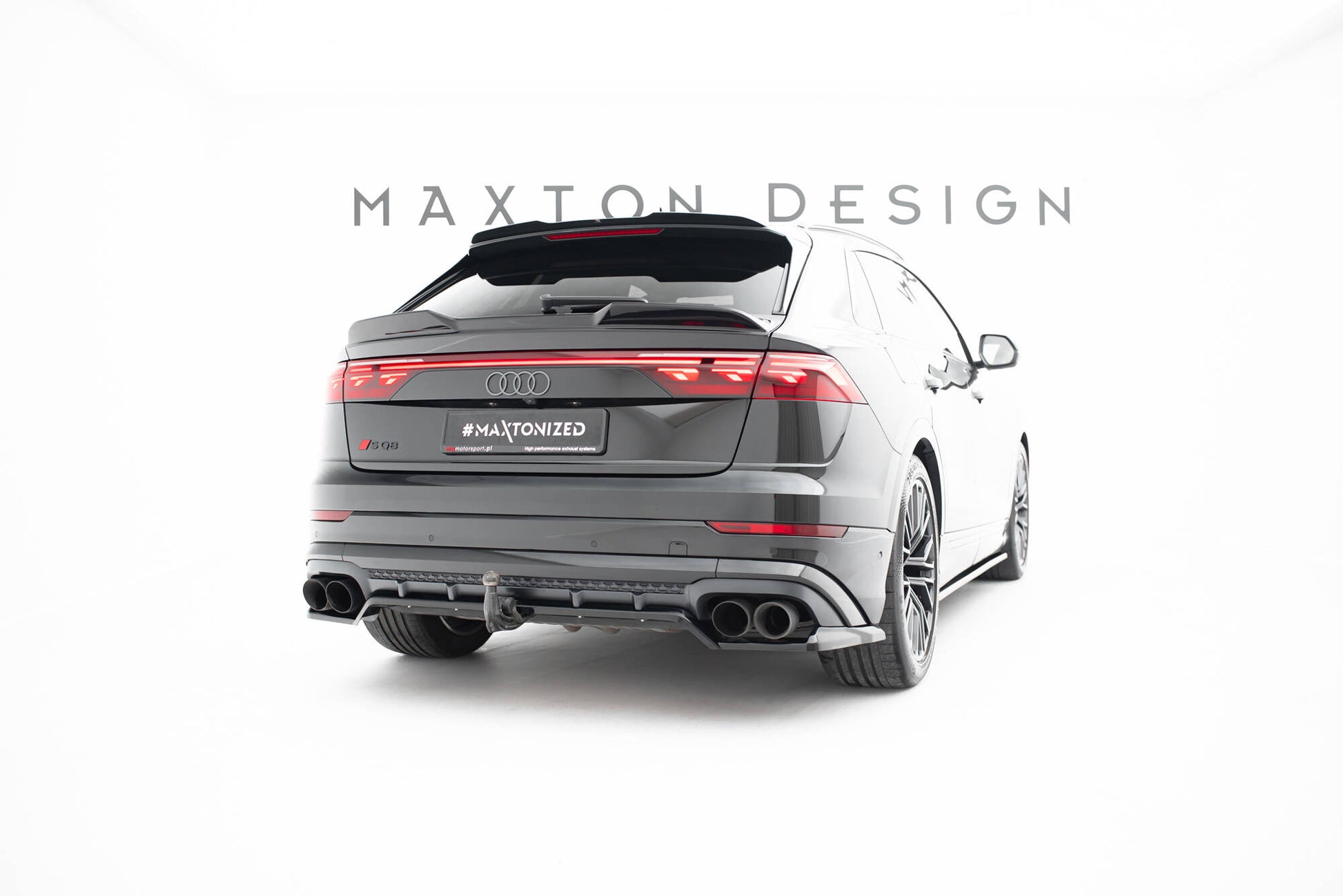 Mittlerer Cup Diffusor DTM Look Heck Ansatz V.2 für Audi SQ8 / Q8 S-Line Mk1 Facelift schwarz Hochglanz