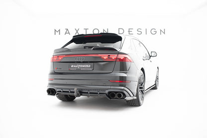 Mittlerer Cup Diffusor DTM Look Heck Ansatz V.2 für Audi SQ8 / Q8 S-Line Mk1 Facelift schwarz Hochglanz