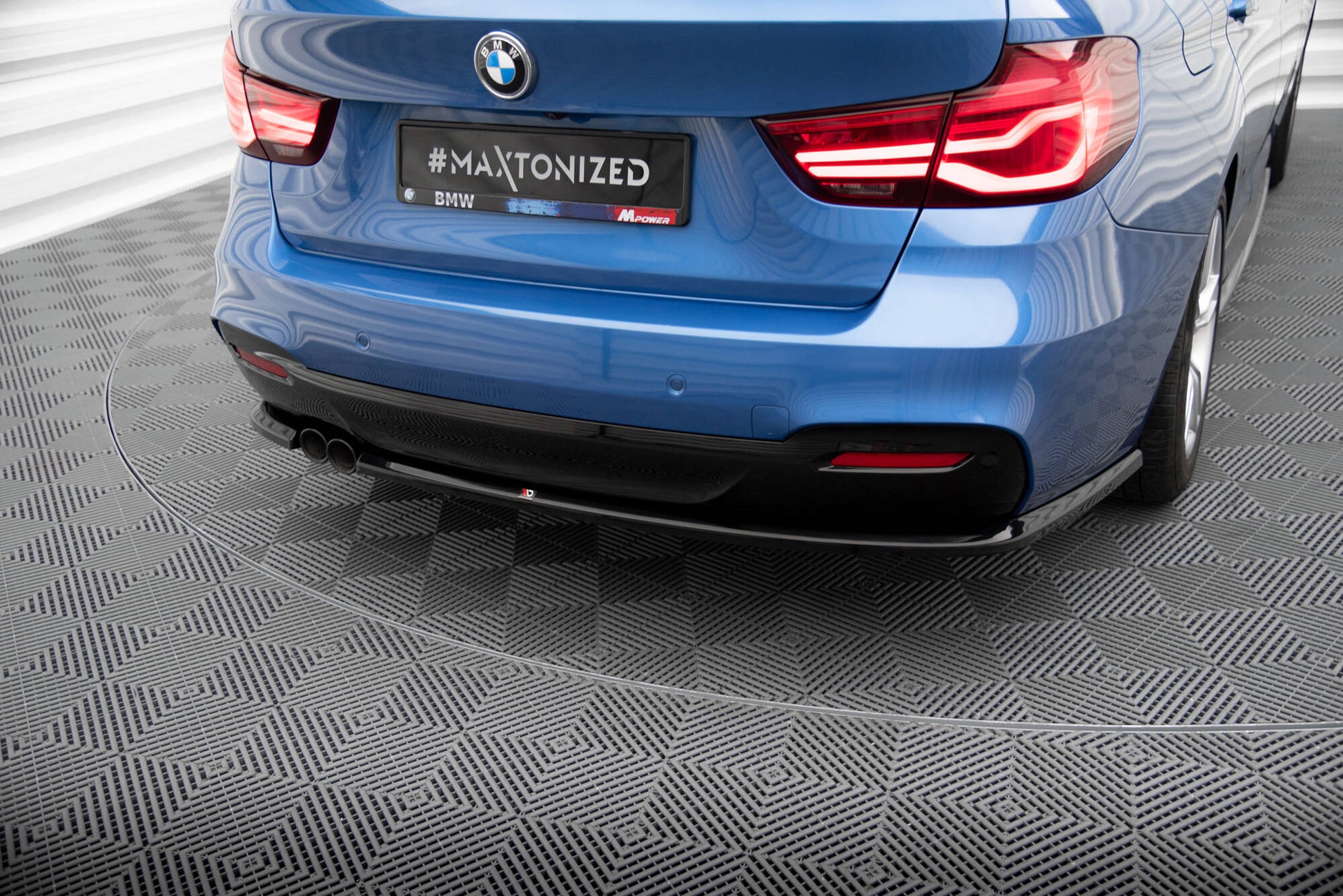 Heck Ansatz Flaps Diffusor V.1 für BMW 3er GT M-Paket F34 schwarz Hochglanz