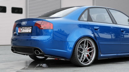Heck Ansatz Flaps Diffusor V.1 für Audi RS4 Limousine B7 schwarz Hochglanz