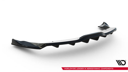 Mittlerer Cup Diffusor DTM Look Heck Ansatz V.2 für Tesla Model X Mk1 Facelift schwarz Hochglanz