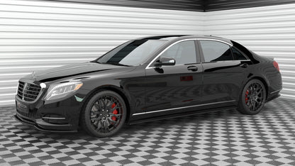 Seitenschweller Ansatz für Mercedes-Benz S Long W222 schwarz Hochglanz