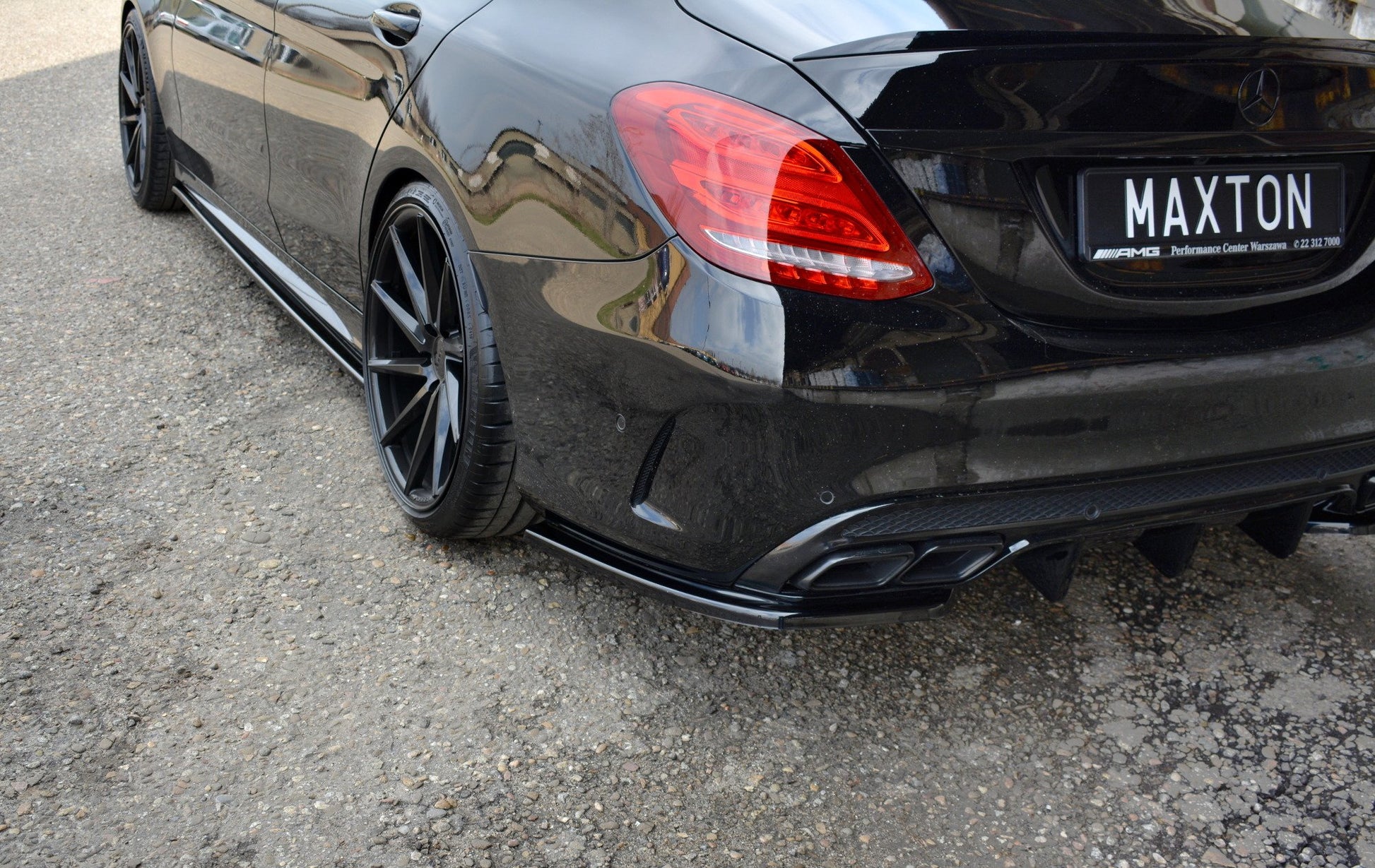 Heck Ansatz Flaps Diffusor für Mercedes-AMG C 43 Limousine W205 Facelift schwarz Hochglanz