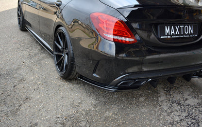 Heck Ansatz Flaps Diffusor für Mercedes-AMG C 43 Limousine W205 Facelift schwarz Hochglanz