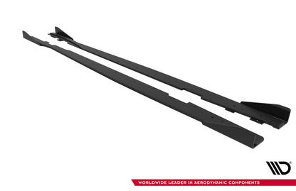 Street Pro Seitenschweller Ansatz + Flaps für Ford Focus ST Mk3 Facelift schwarz Hochglanz