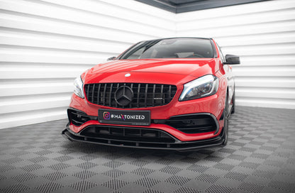 Street Pro Front Ansatz für +Flaps für + Flaps Mercedes-Benz A 45 AMG Aero W176 Facelift schwarz Hochglanz