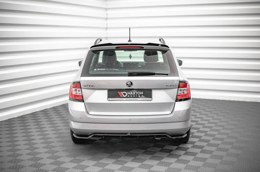 Mittlerer Cup Diffusor DTM Look Heck Ansatz für Skoda Fabia Combi Mk3 schwarz Hochglanz