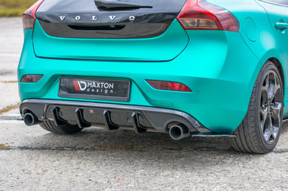 Heck Ansatz Flaps Diffusor für Volvo V40 R-design schwarz Hochglanz