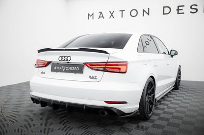Diffusor Heck Ansatz für Audi A3 Limousine 8V Facelift  (Einzelauspuff li. re.)