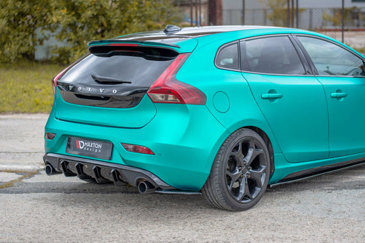 Heck Ansatz Flaps Diffusor für Volvo V40 R-design schwarz Hochglanz