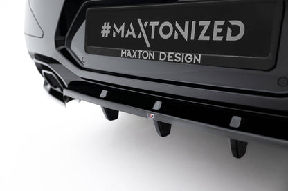 Mittlerer Cup Diffusor DTM Look Heck Ansatz V.2 für BMW X4 M-Paket G02 Facelift schwarz Hochglanz