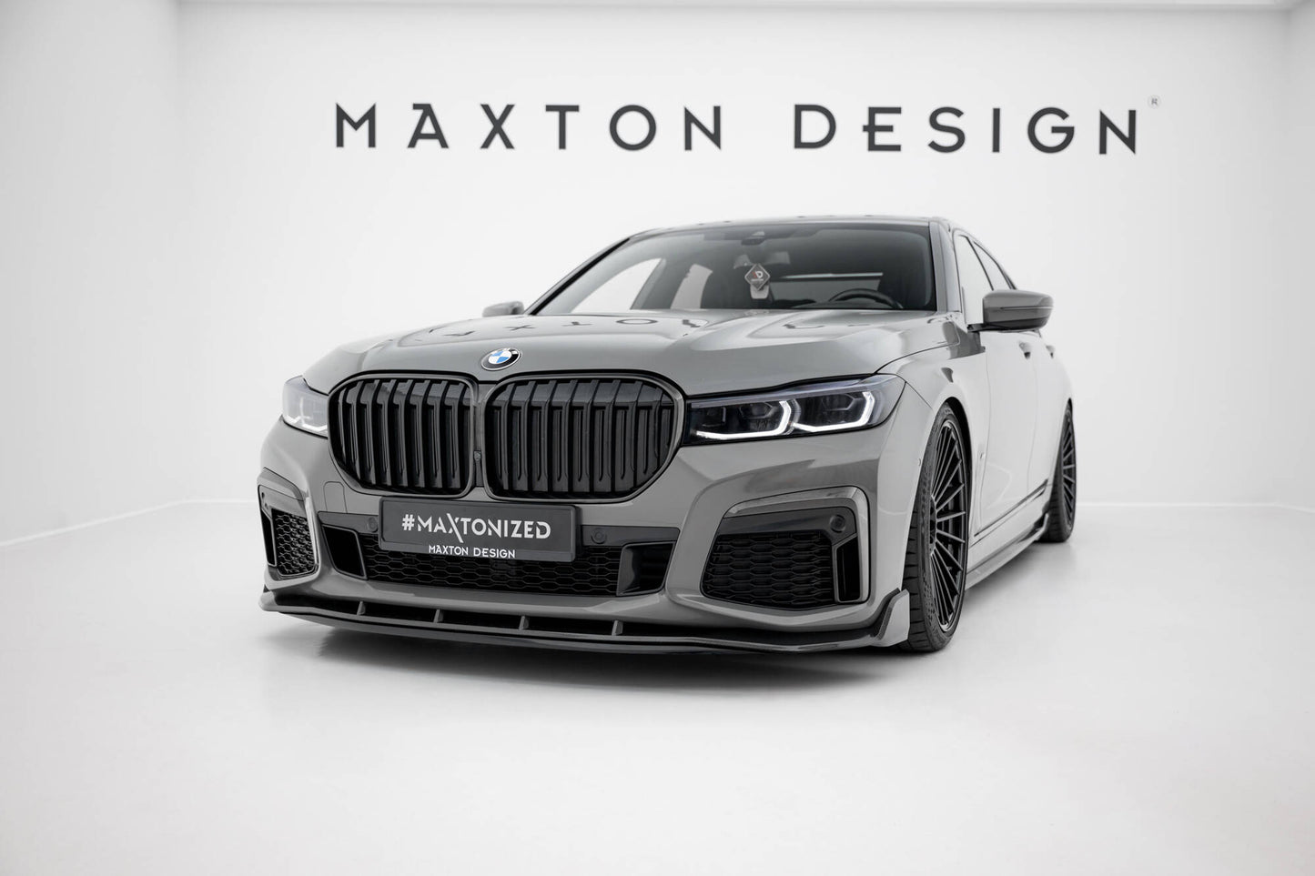 Prepreg Carbon Fiber Front Ansatz für + ABS Diffusor BMW 7 M-Paket G11 Facelift schwarz Hochglanz