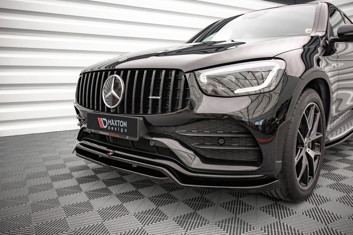 Front Ansatz für Mercedes-AMG GLC 43 / AMG-Line SUV X253 Facelift  schwarz Hochglanz
